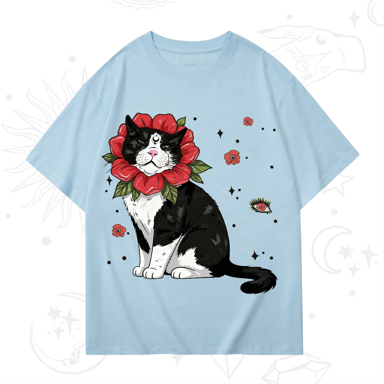 Purplehecate Cat in Flower Crown T-Shirt