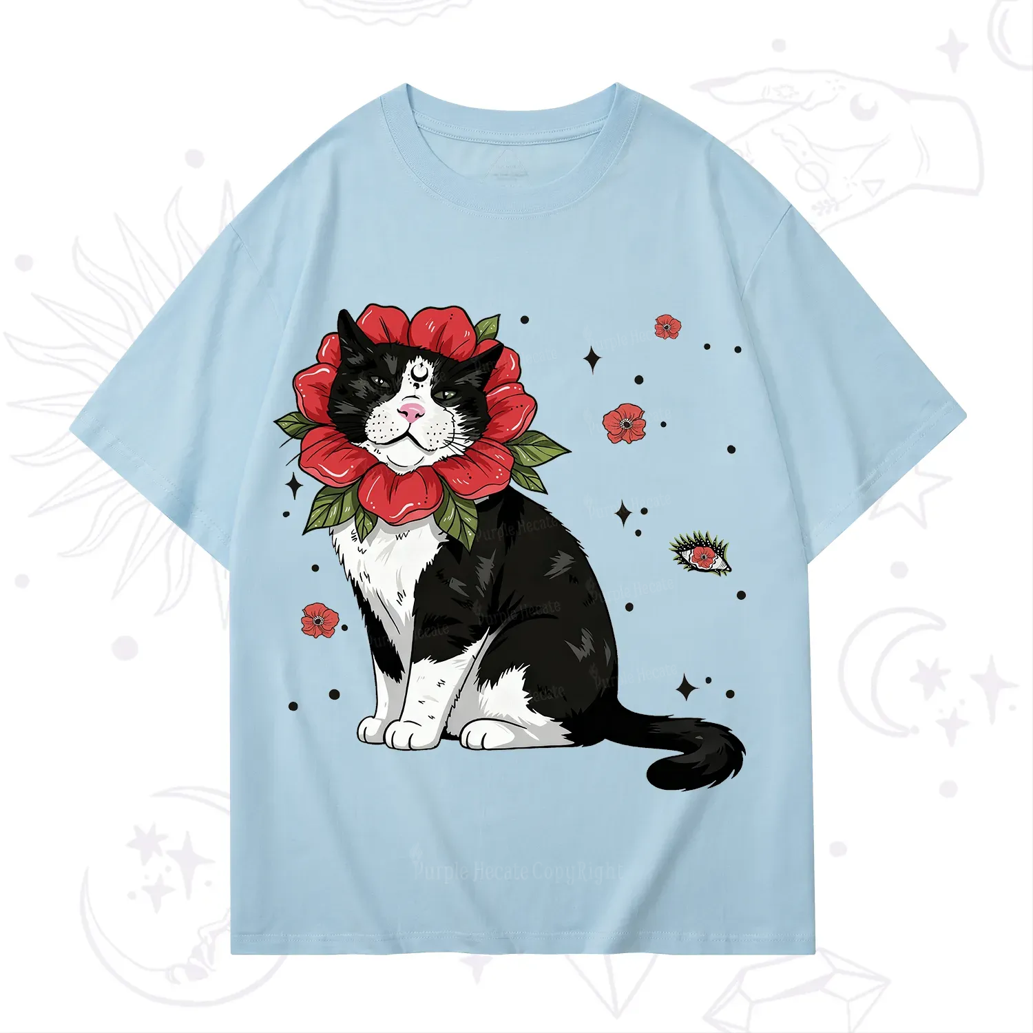Purplehecate Cat in Flower Crown T-Shirt