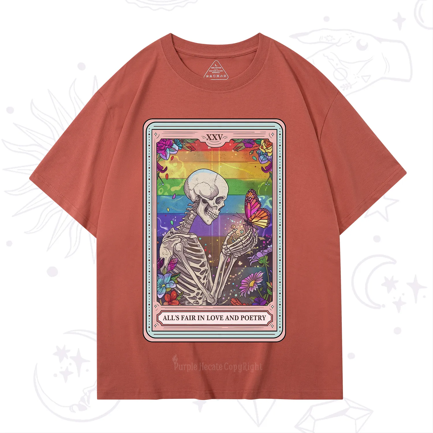 Purplehecate The All's Fair in Love and Poetry Skeleton Tarot T-Shirt