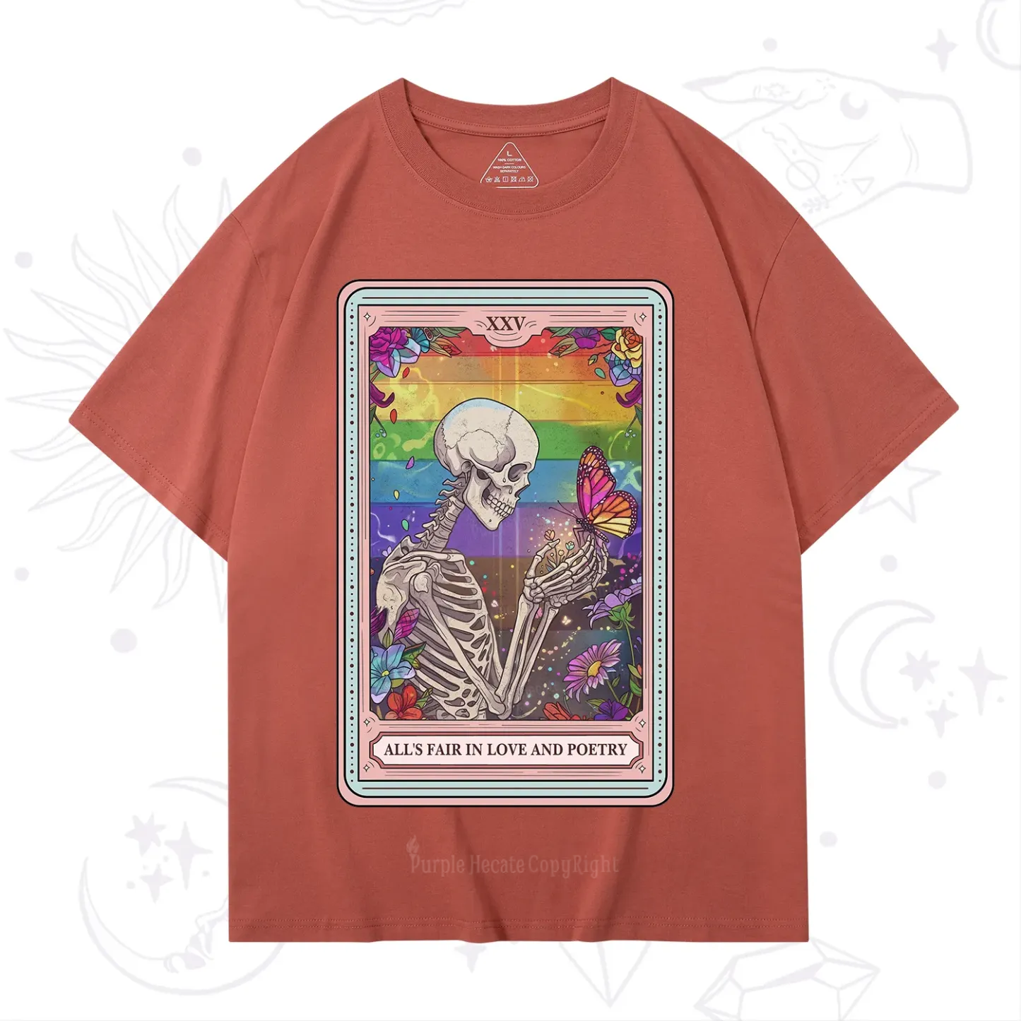 Purplehecate The All's Fair in Love and Poetry Skeleton Tarot T-Shirt