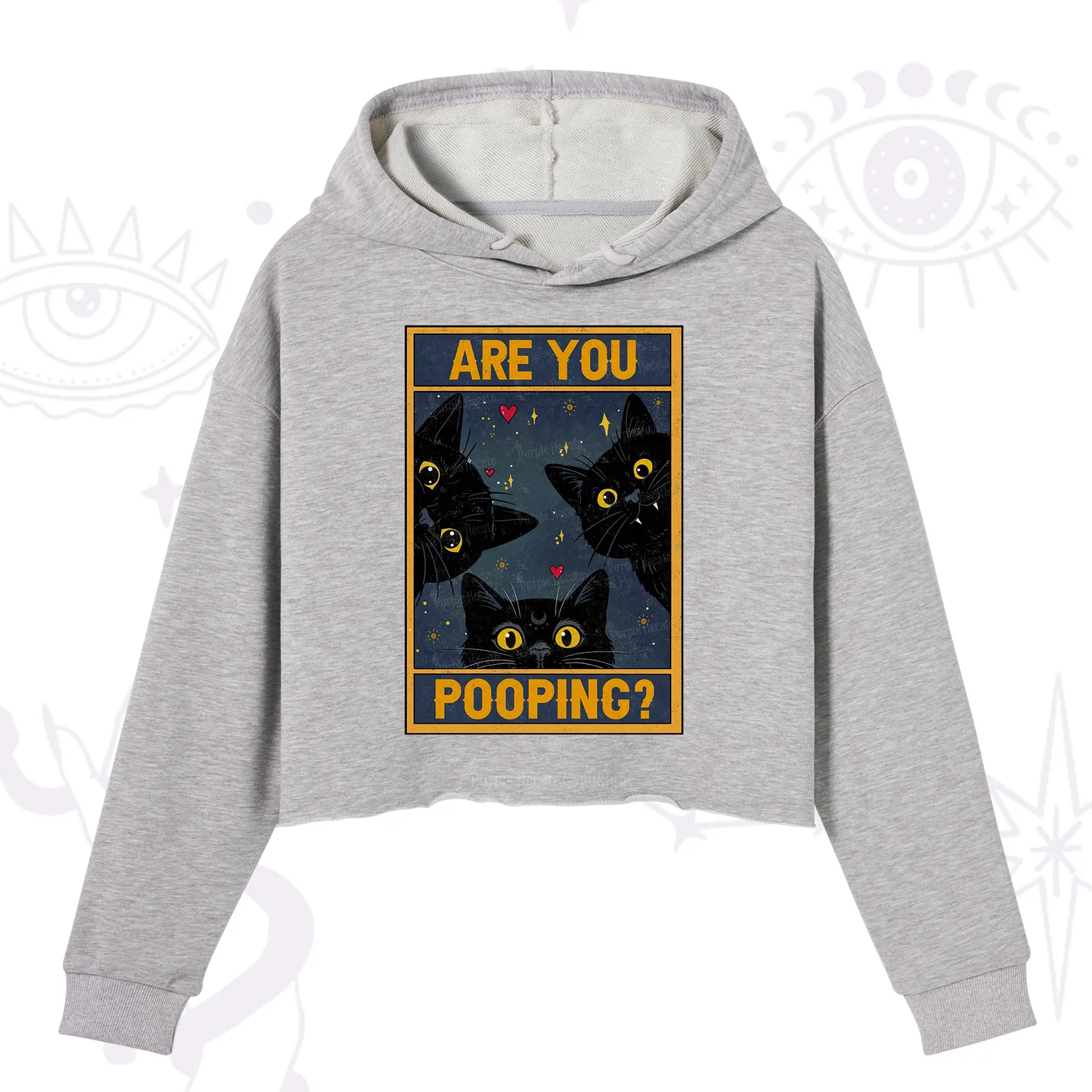 Purplehecate Funny Black Cat Are You Pooping Crop Hoodie
