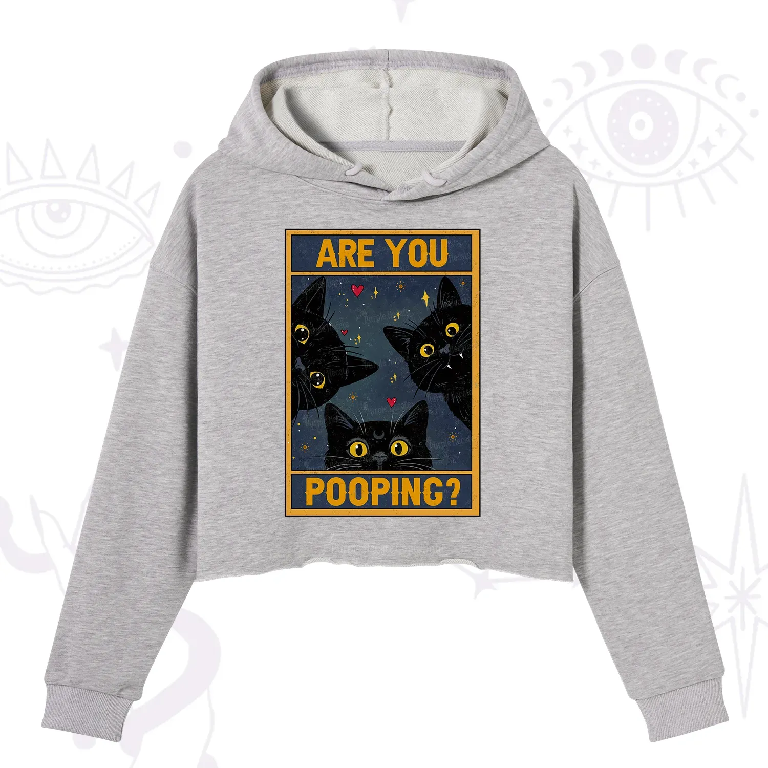 Purplehecate Funny Black Cat Are You Pooping Crop Hoodie