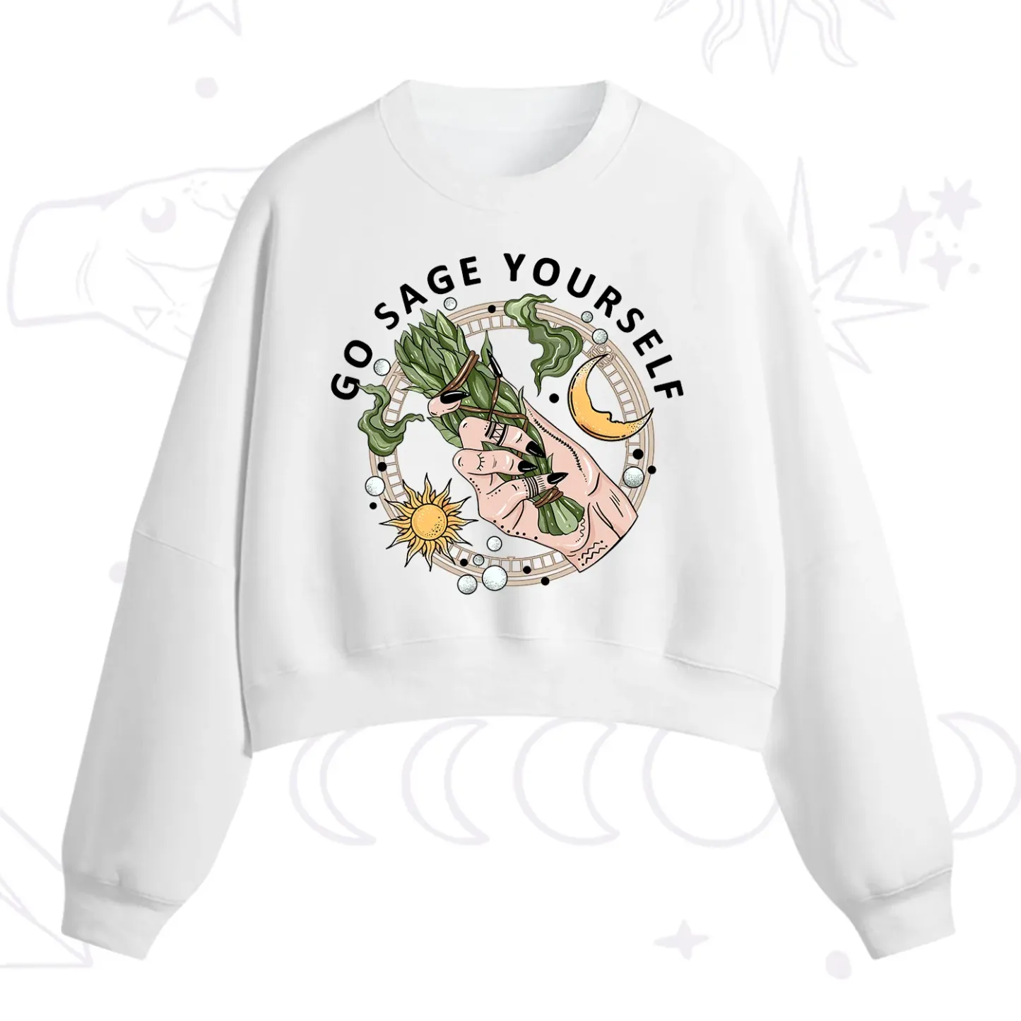 Purplehecate Go Sage Yourself Fleece Cropped Sweatshirt