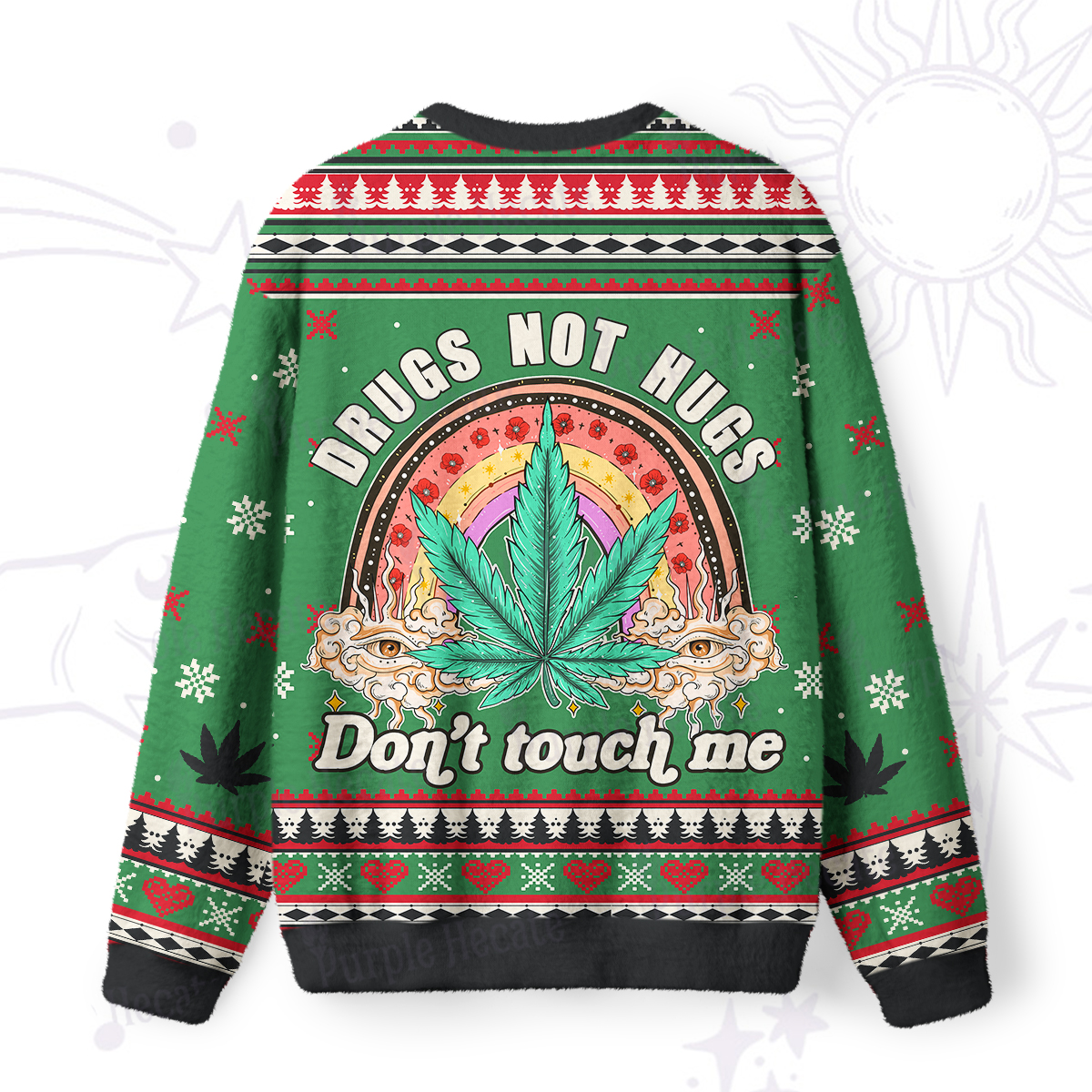 Purplehecate Drugs Not Hugs Don't Touch Me Ugly Christmas Sweatshirts