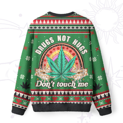 Purplehecate Drugs Not Hugs Don't Touch Me Ugly Christmas Sweatshirts