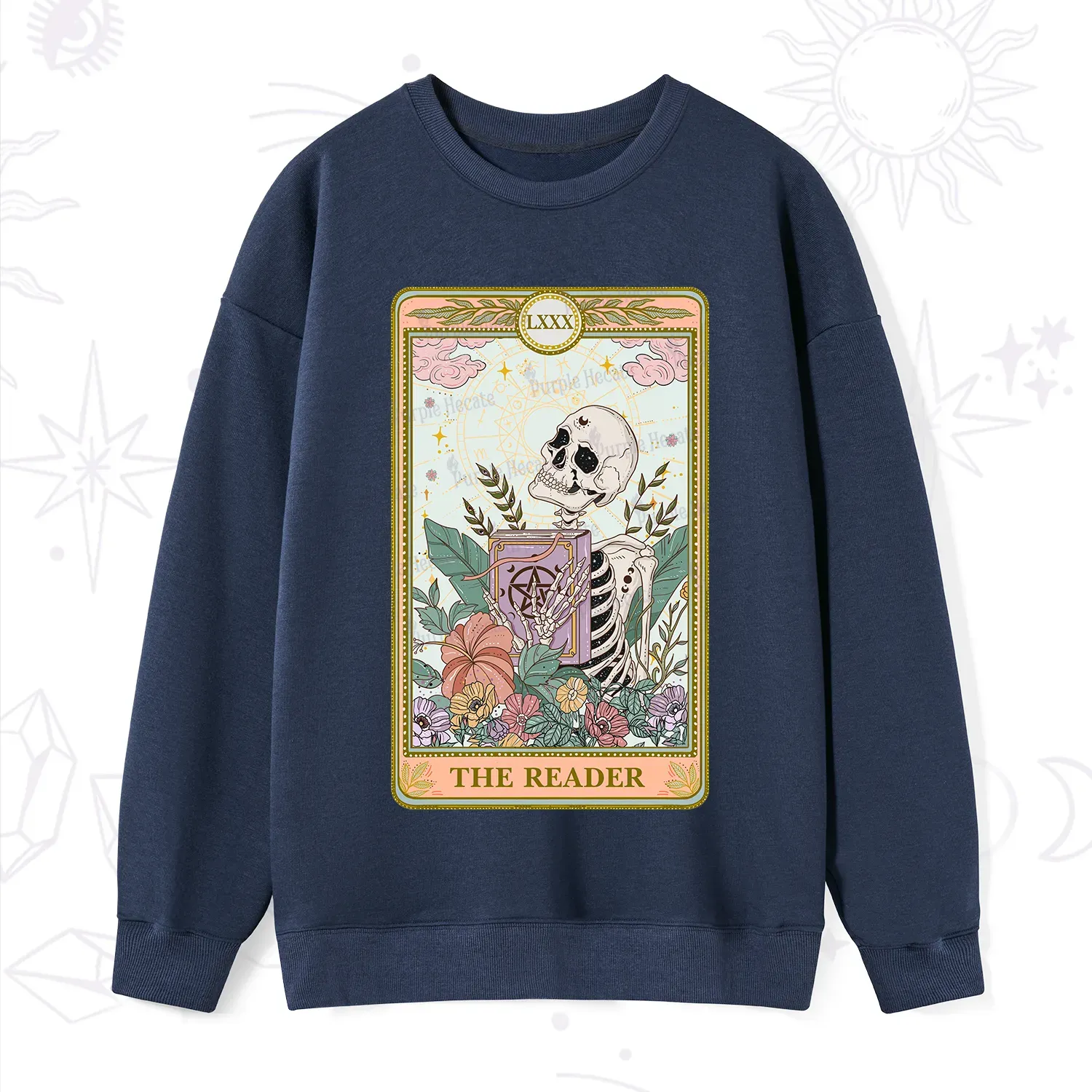 Purplehecate The Reader Occult Tarot Skeleton Sweatshirt