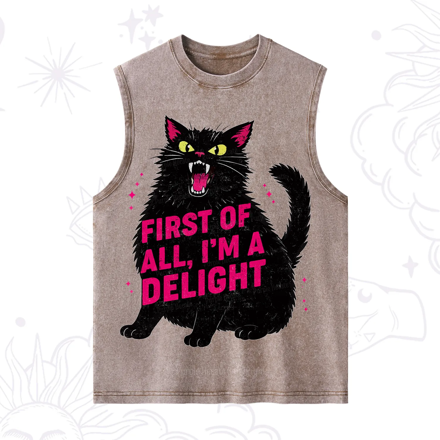 Purplehecate First Of All I'm A Delight Cat Washed Tank