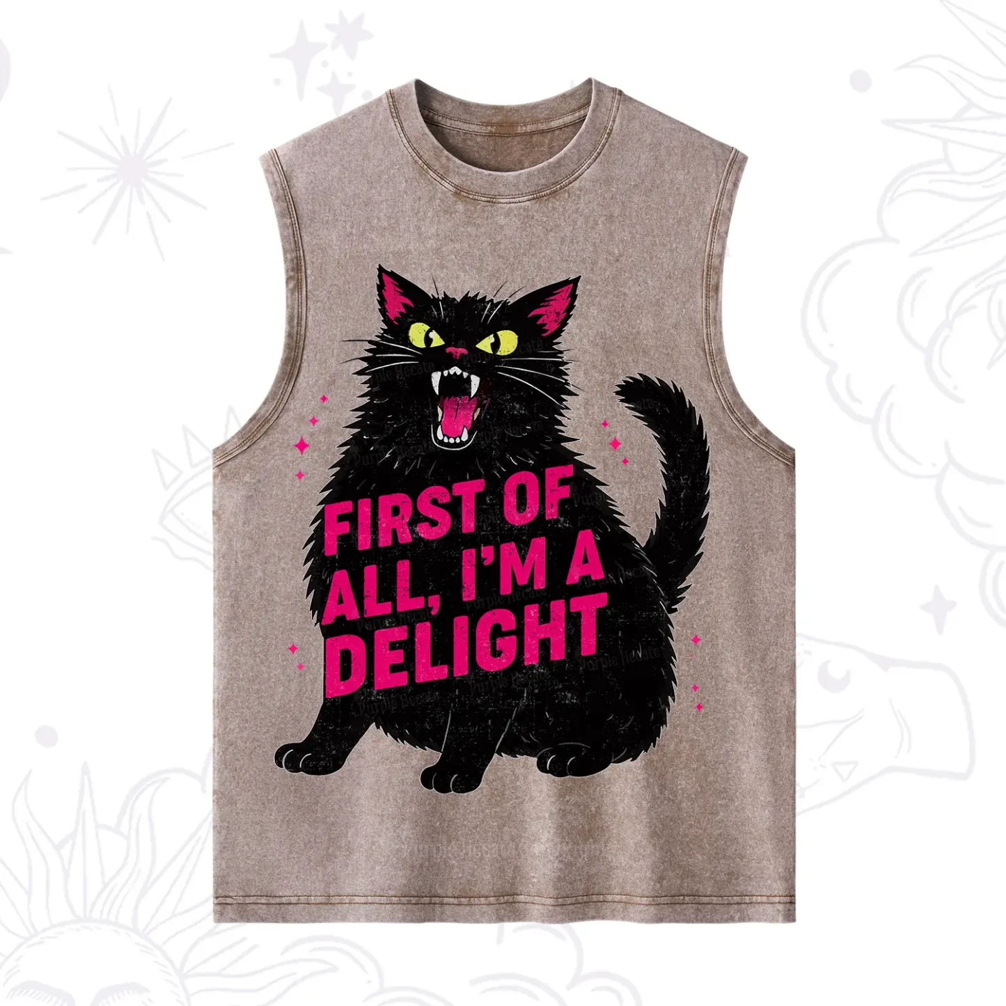 Purplehecate First Of All I'm A Delight Cat Washed Tank