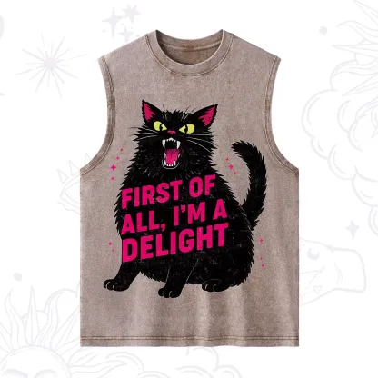 Purplehecate First Of All I'm A Delight Cat Washed Tank