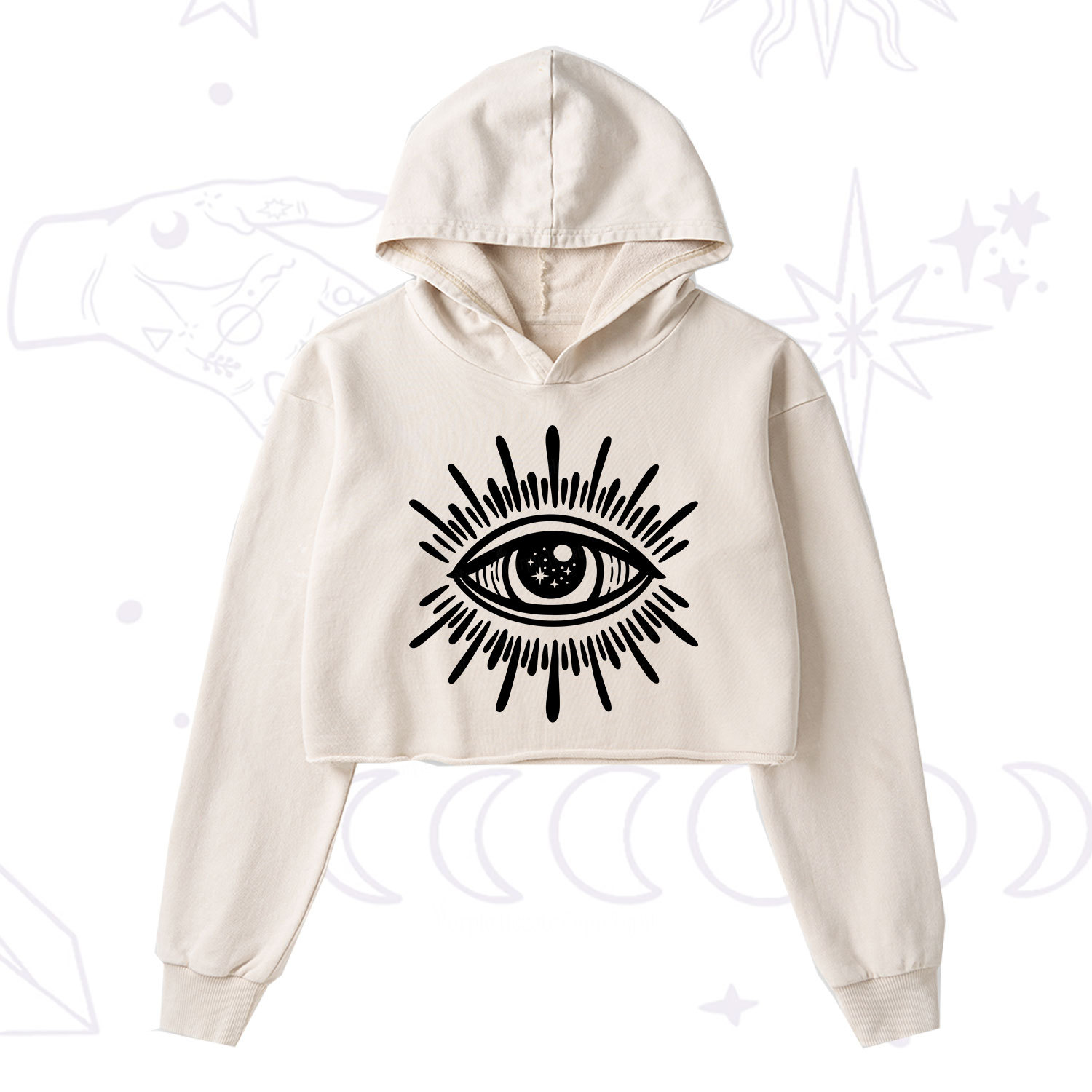 Purplehecate Evil Eye Washed Cropped Hoodie