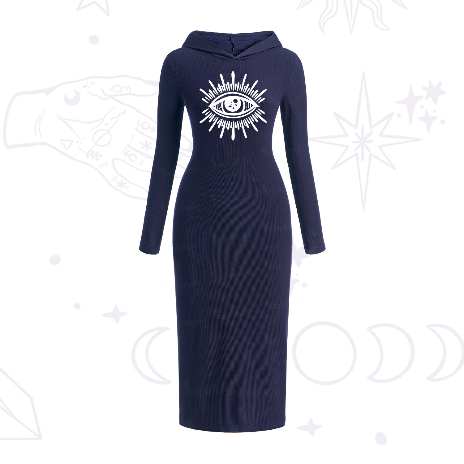 Purplehecate Evil Eye Hooded Knit Dress