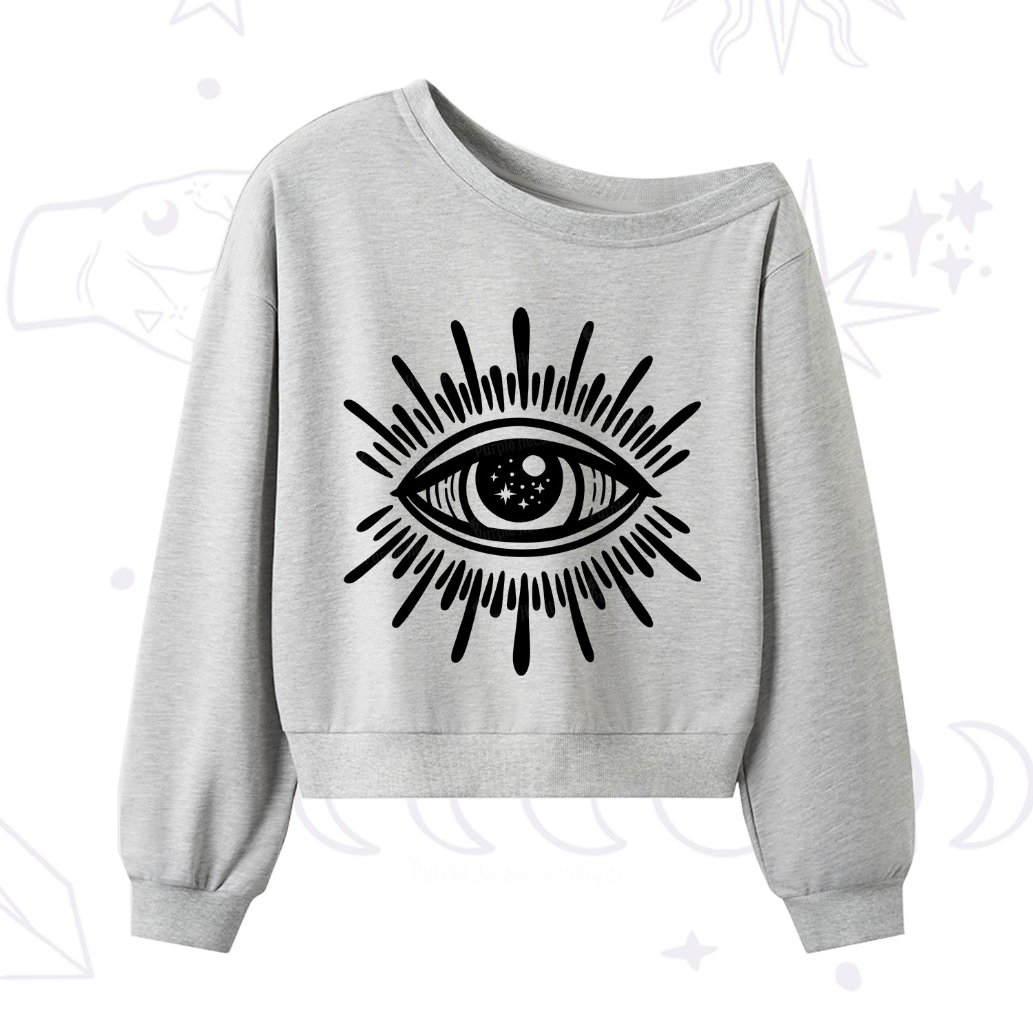 Purplehecate Evil Eye One Shoulder Sweatshirt