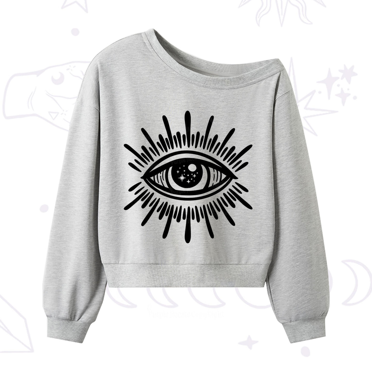 Purplehecate Evil Eye One Shoulder Sweatshirt