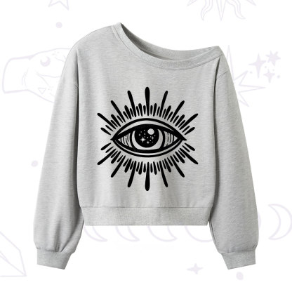 Purplehecate Evil Eye One Shoulder Sweatshirt