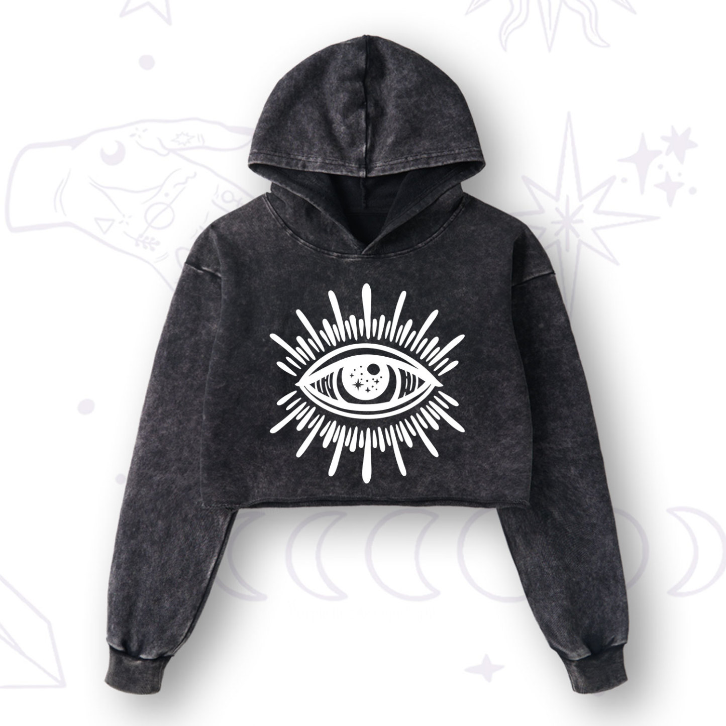 Purplehecate Evil Eye Washed Cropped Hoodie