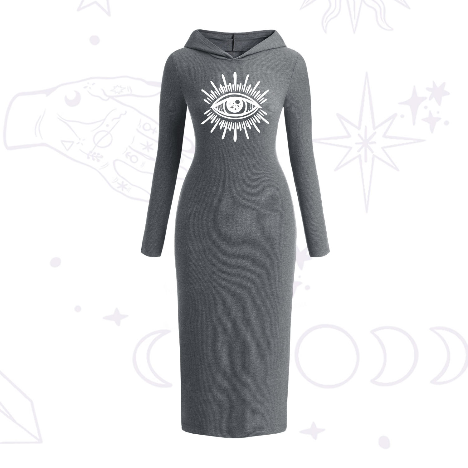 Purplehecate Evil Eye Hooded Knit Dress