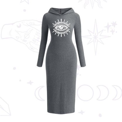 Purplehecate Evil Eye Hooded Knit Dress