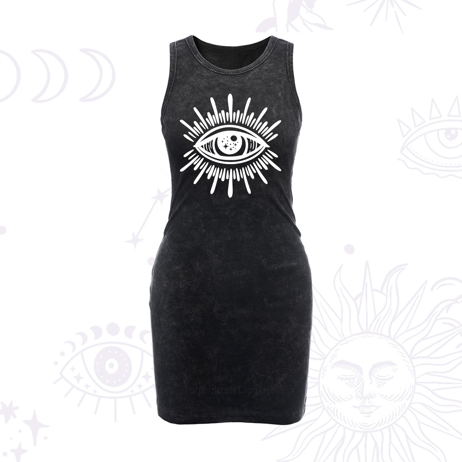 Purplehecate Evil Eye Vintage Bodycon Tank Dress