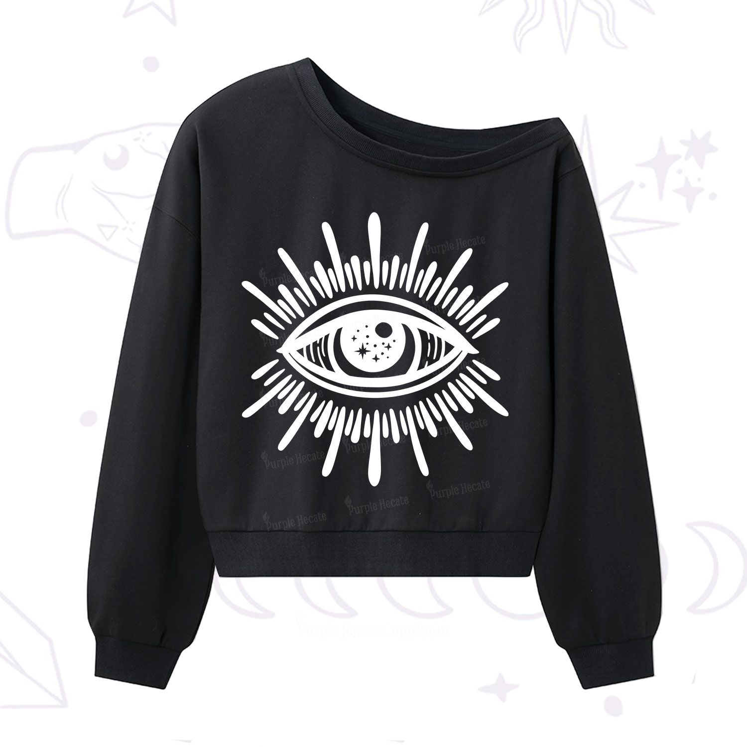Purplehecate Evil Eye One Shoulder Sweatshirt