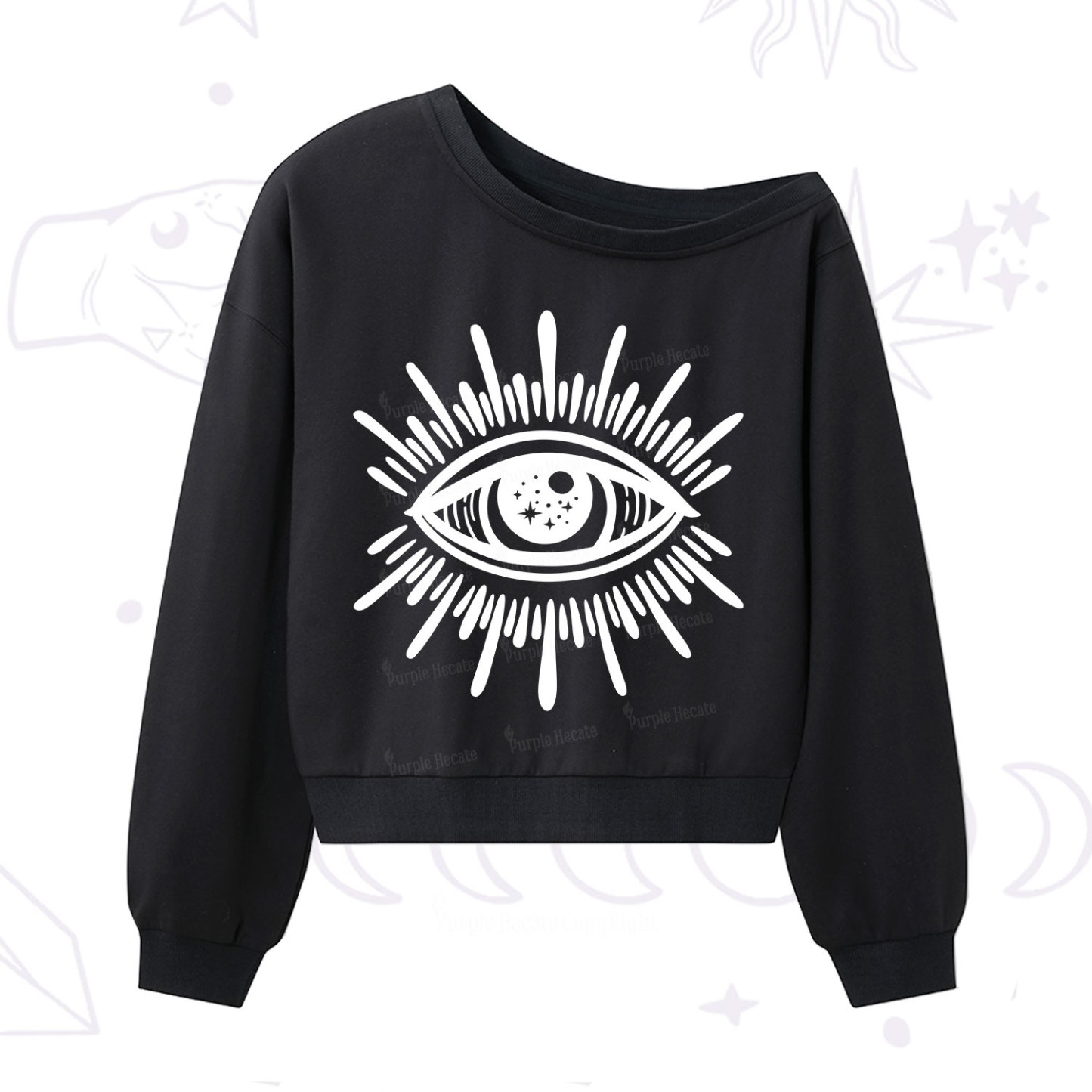 Purplehecate Evil Eye One Shoulder Sweatshirt