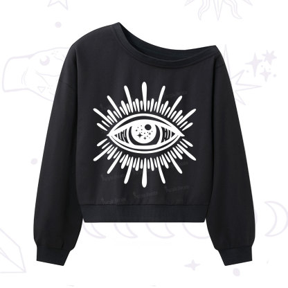 Purplehecate Evil Eye One Shoulder Sweatshirt