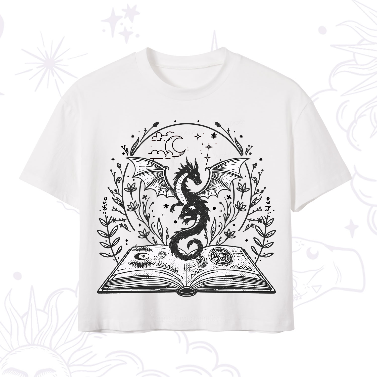 Purplehecate Magical Book Dragon Fantasy Crop T-Shirt