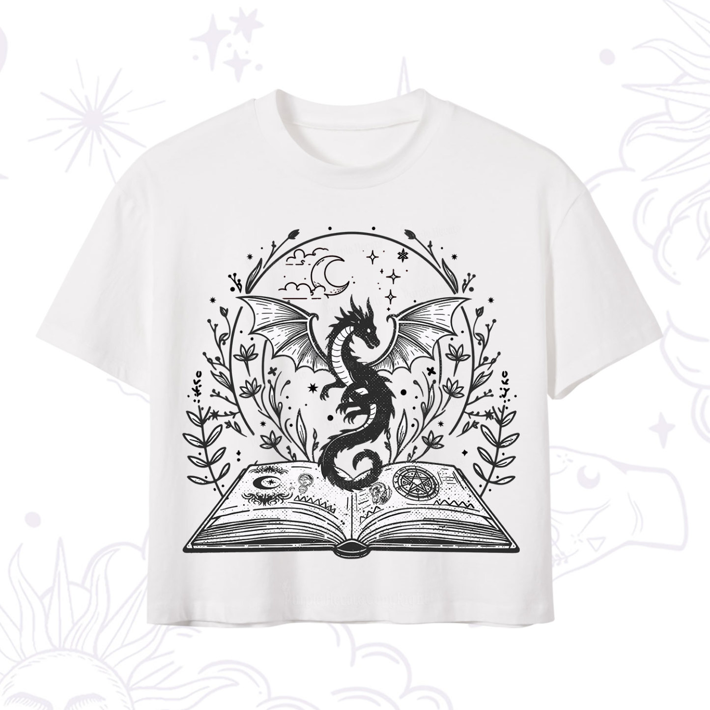 Purplehecate Magical Book Dragon Fantasy Crop T-Shirt