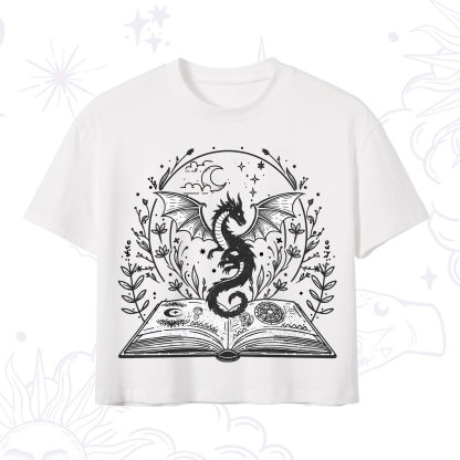 Purplehecate Magical Book Dragon Fantasy Crop T-Shirt