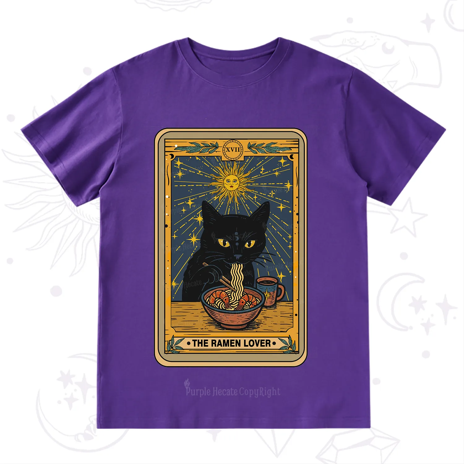 Purplehecate The Ramen Lover Cat Tarot T-Shirt
