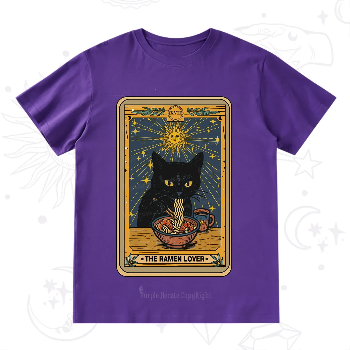 Purplehecate The Ramen Lover Cat Tarot T-Shirt