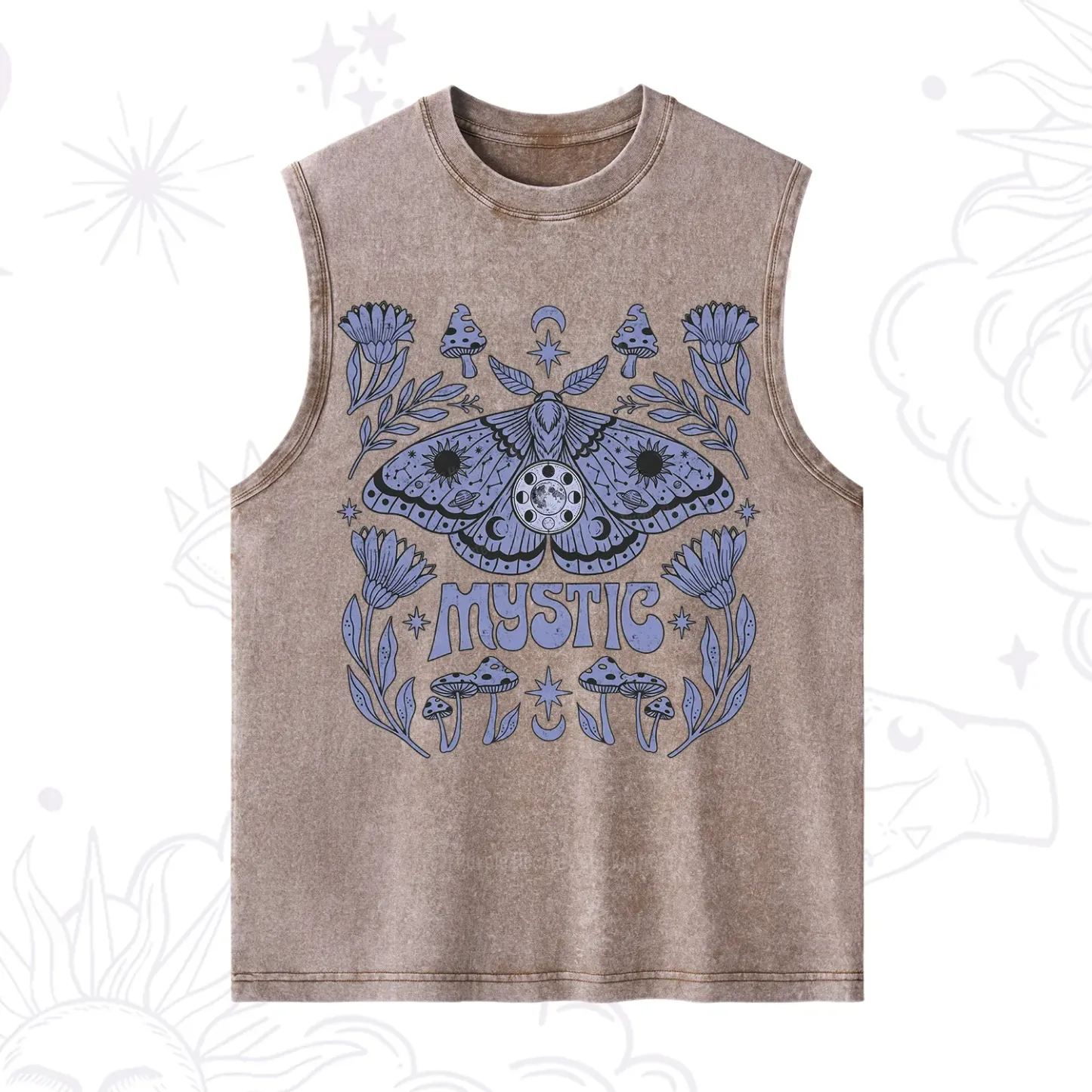 Purplehecate Celestial Moth Mushrooms Washed Tank