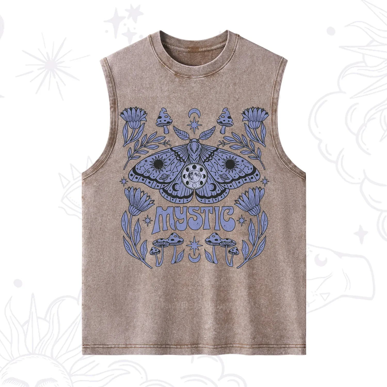 Purplehecate Celestial Moth Mushrooms Washed Tank