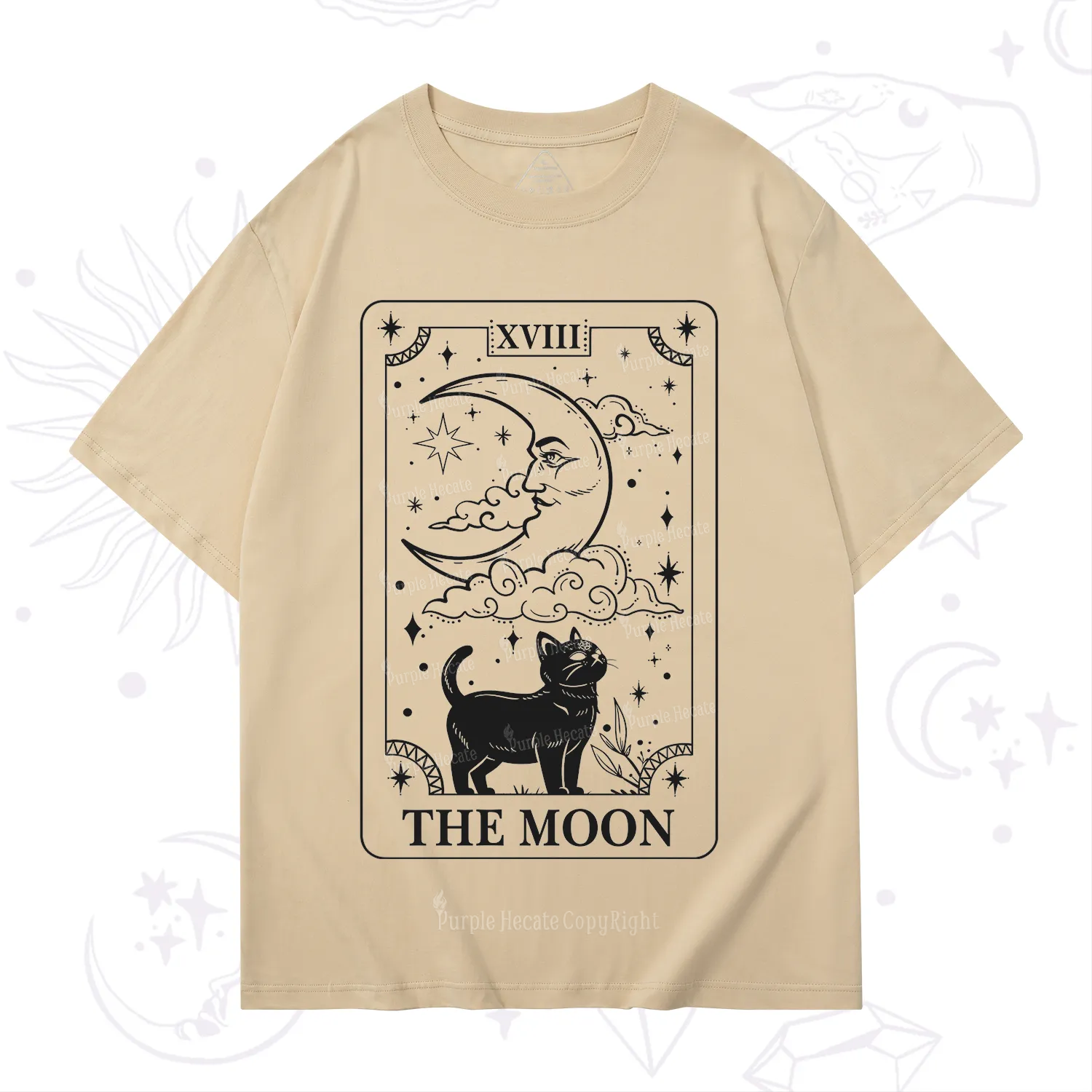 Purplehecate The Moon Tarot Card Cat T-Shirt