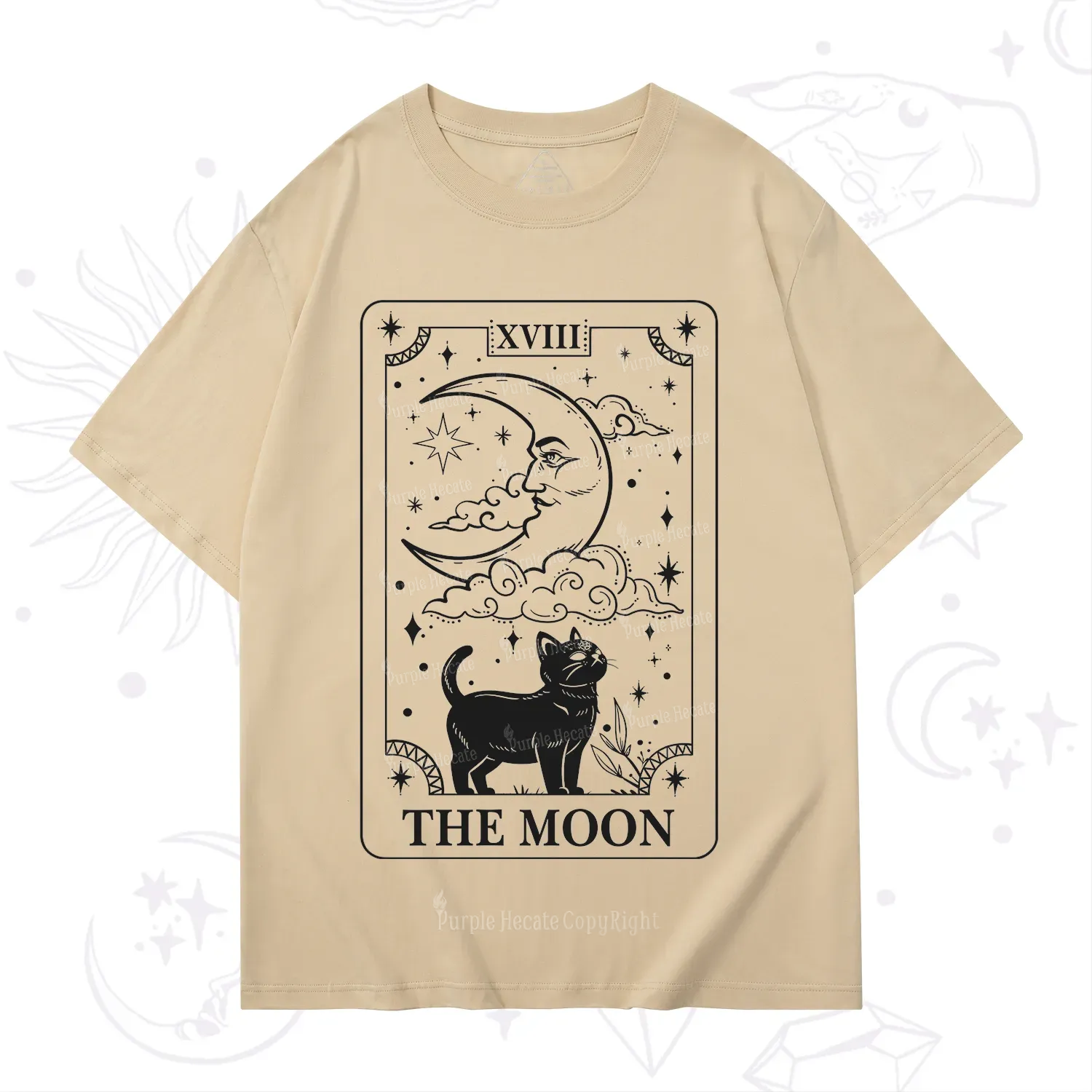 Purplehecate The Moon Tarot Card Cat T-Shirt