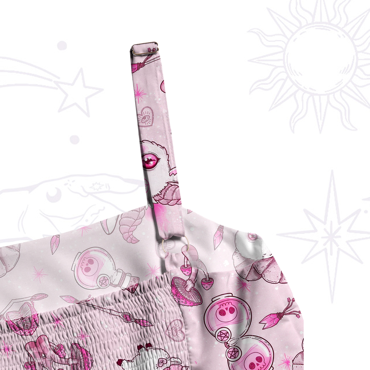 Purplehecate Pastel Occult Goat Wide Straps Maxi Dress