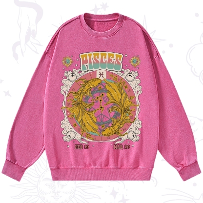 Purplehecate Pisces Cosmic Zodiac Washed Sweatshirt