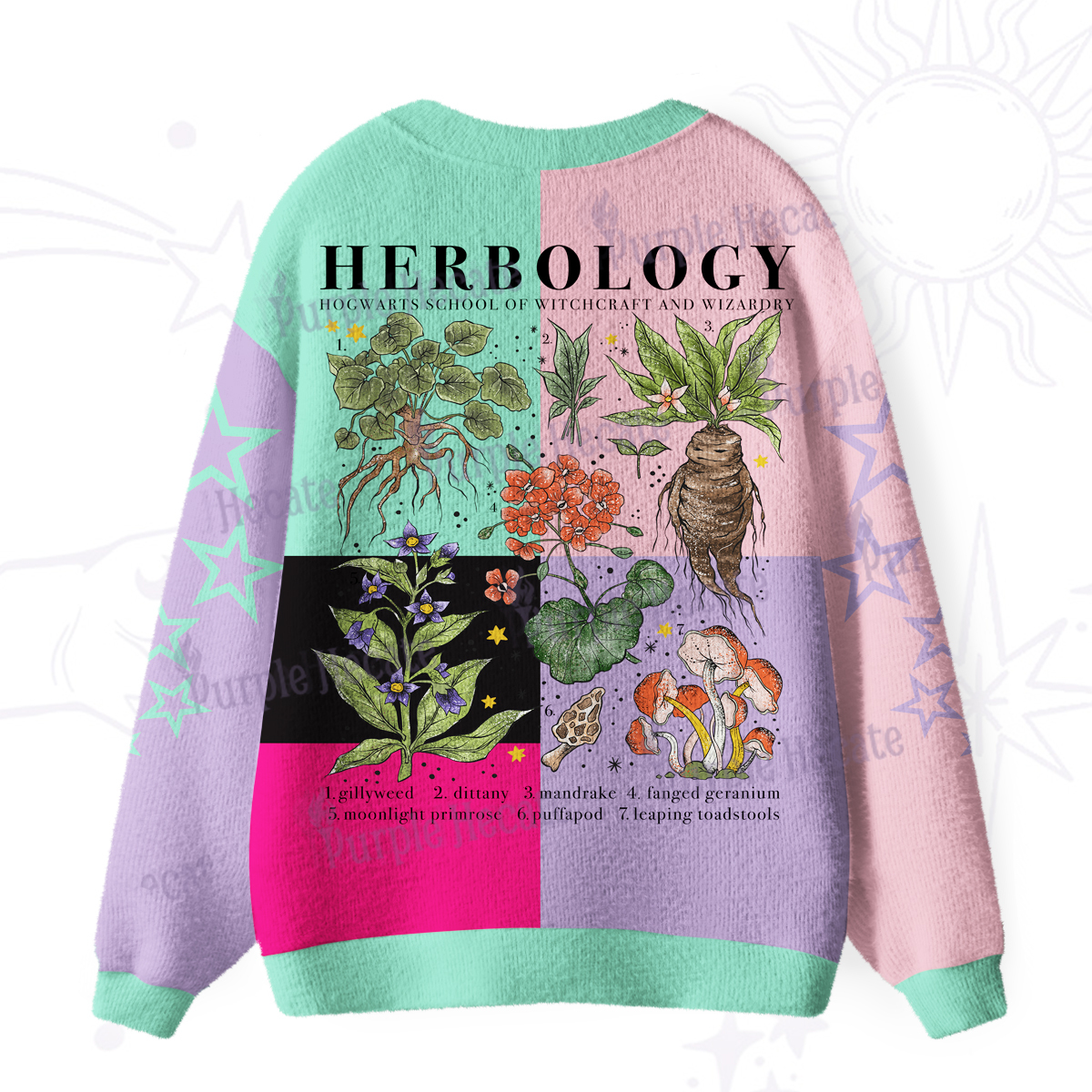 Purplehecate Magical Herbcraft Ugly Cardigan Sweaters