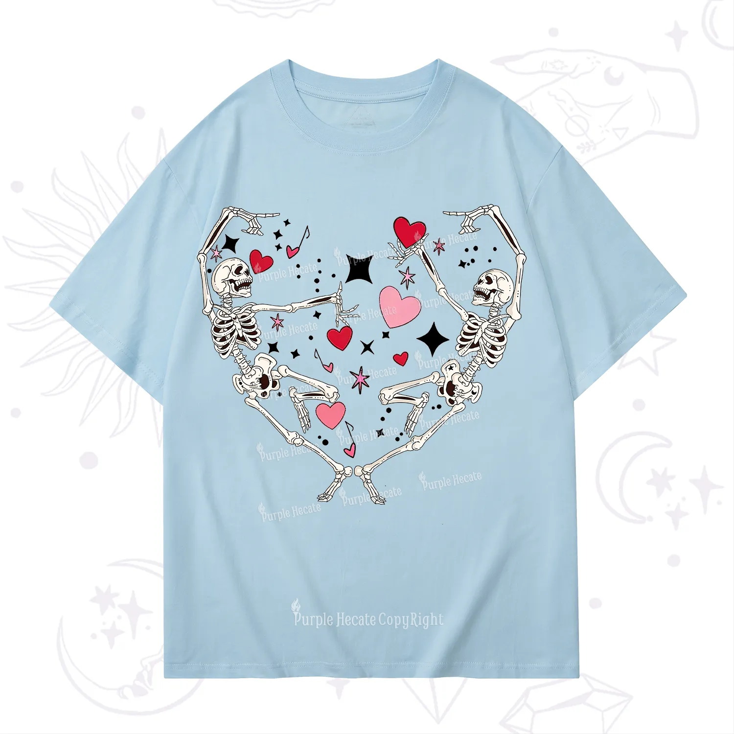 Purplehecate Skeleton Heart Lovers Valentine T-Shirt