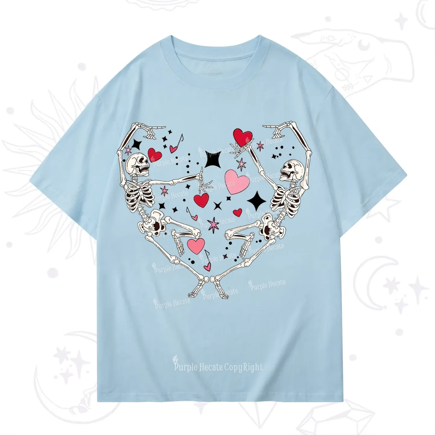 Purplehecate Skeleton Heart Lovers Valentine T-Shirt