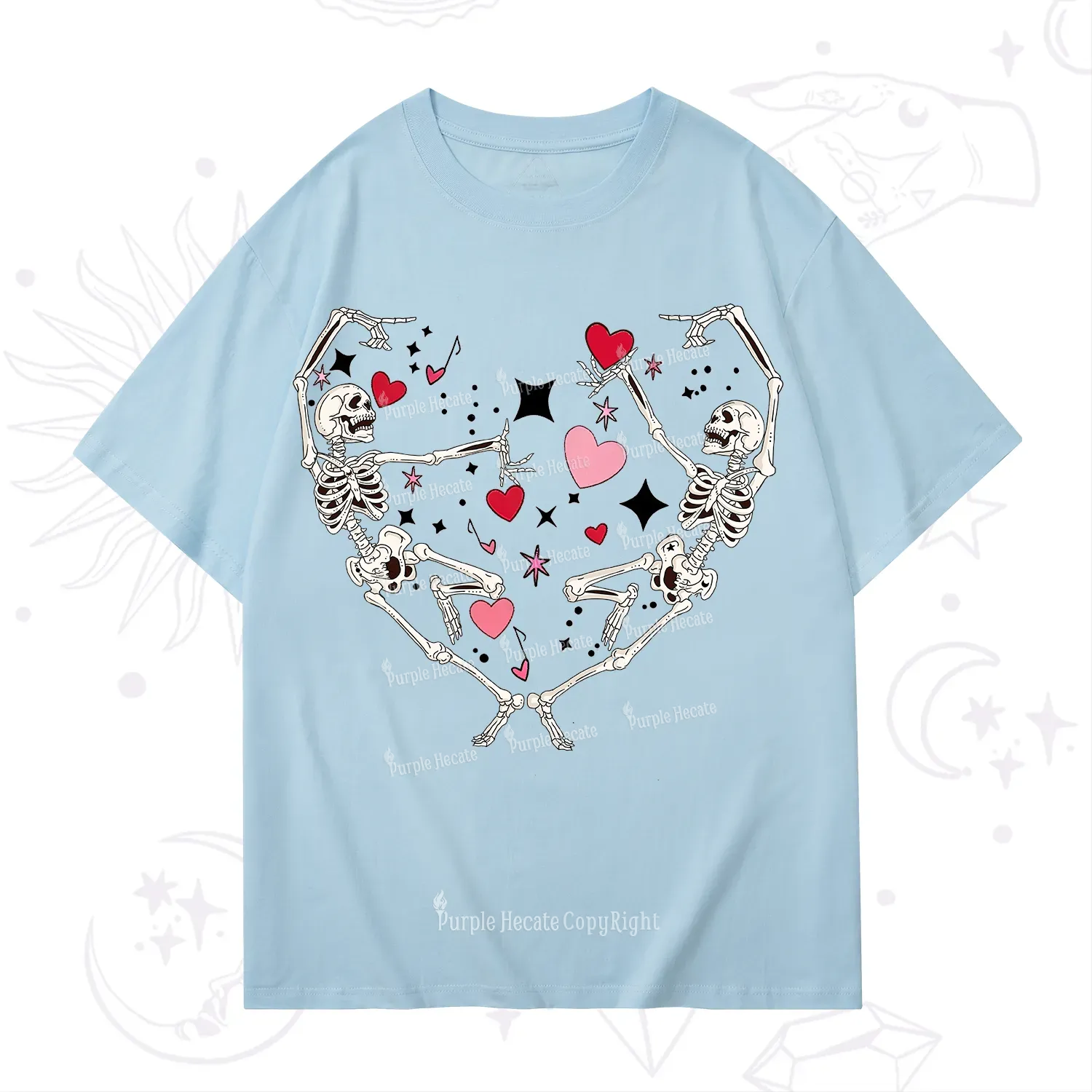 Purplehecate Skeleton Heart Lovers Valentine T-Shirt