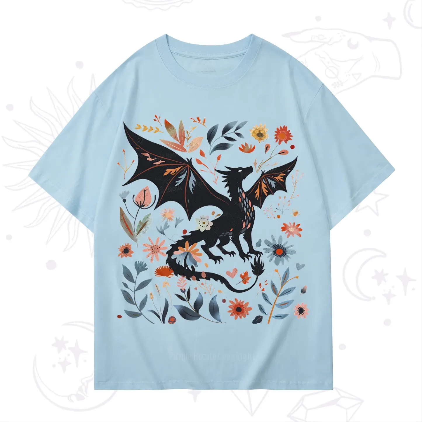 Purplehecate Vintage Fantasy Wyvern Bookish T-Shirt