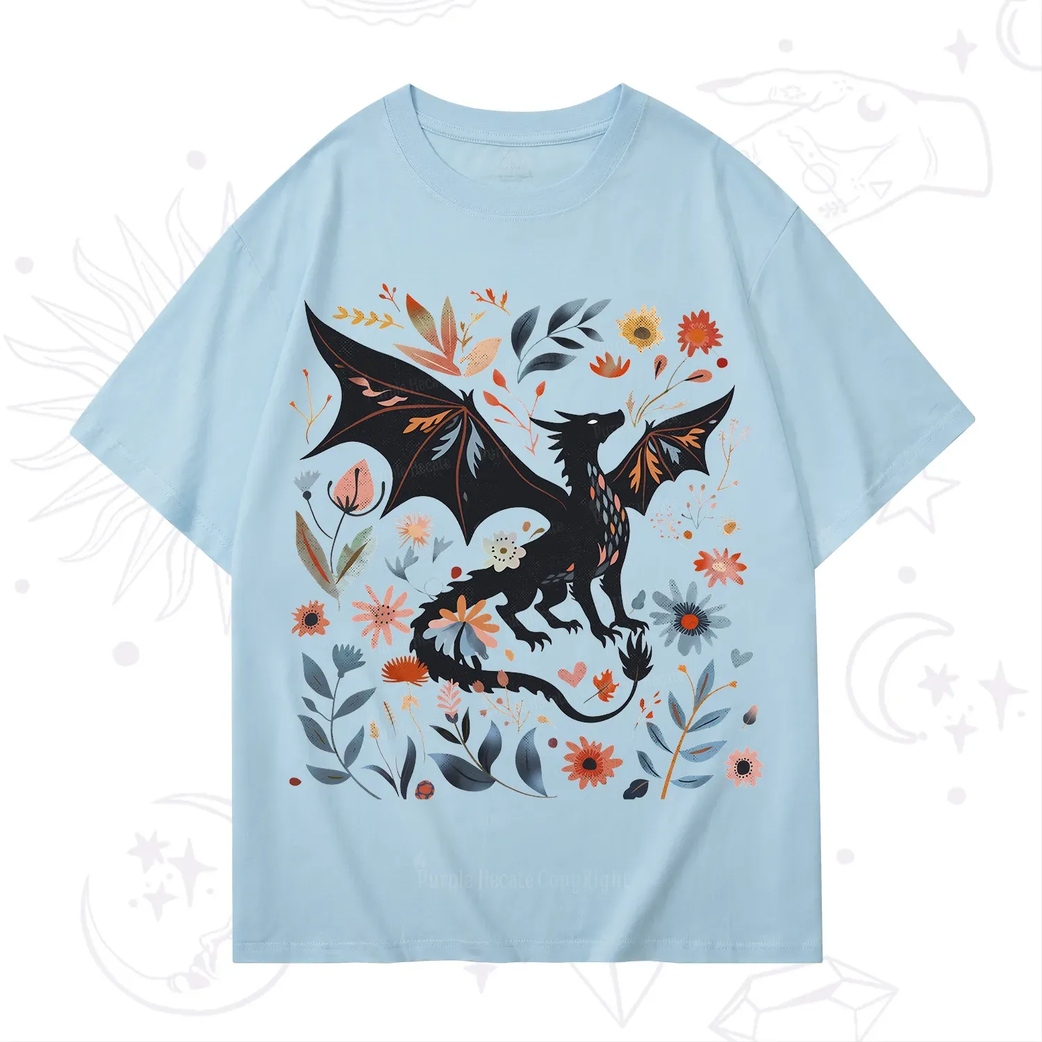 Purplehecate Vintage Fantasy Wyvern Bookish T-Shirt