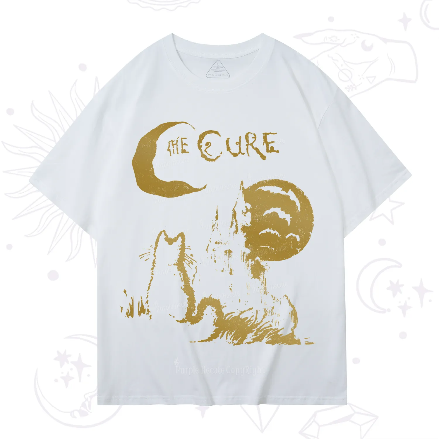 Purplehecate Goth Moon Cat Post-Punk T-Shirt