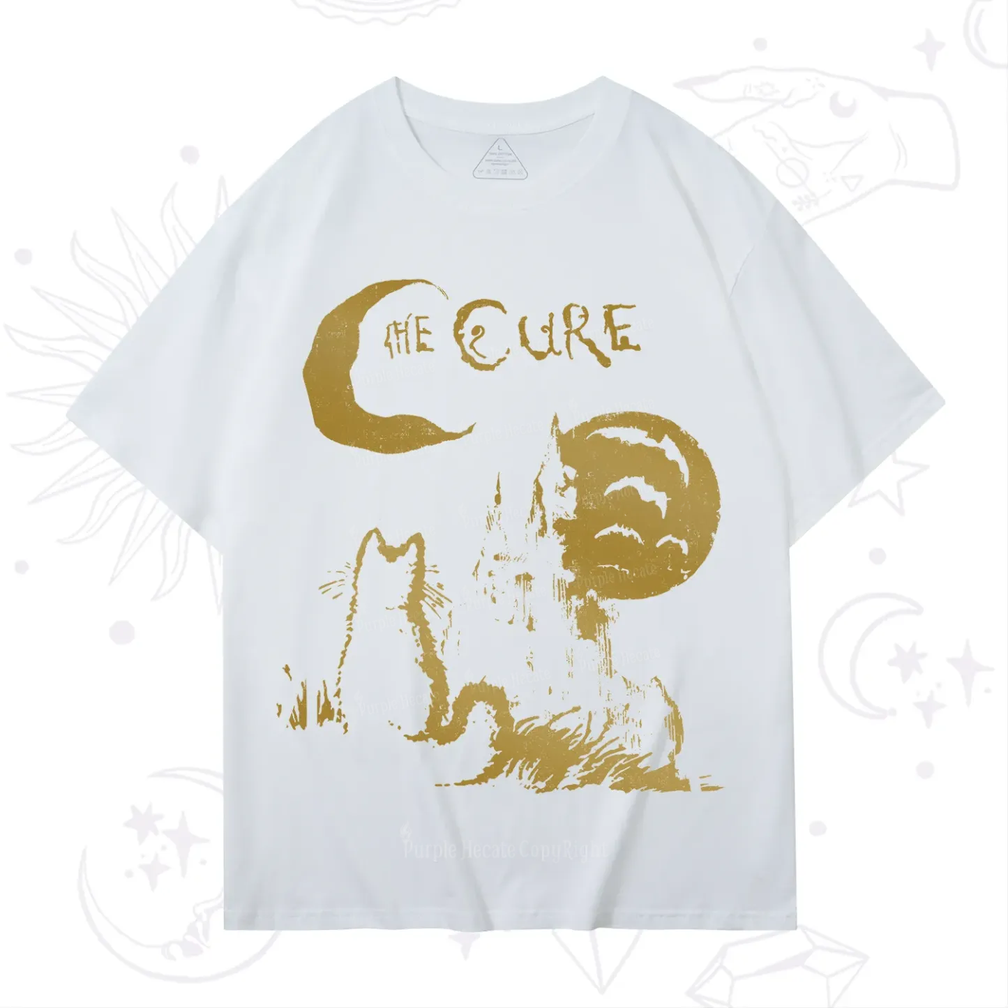 Purplehecate Goth Moon Cat Post-Punk T-Shirt