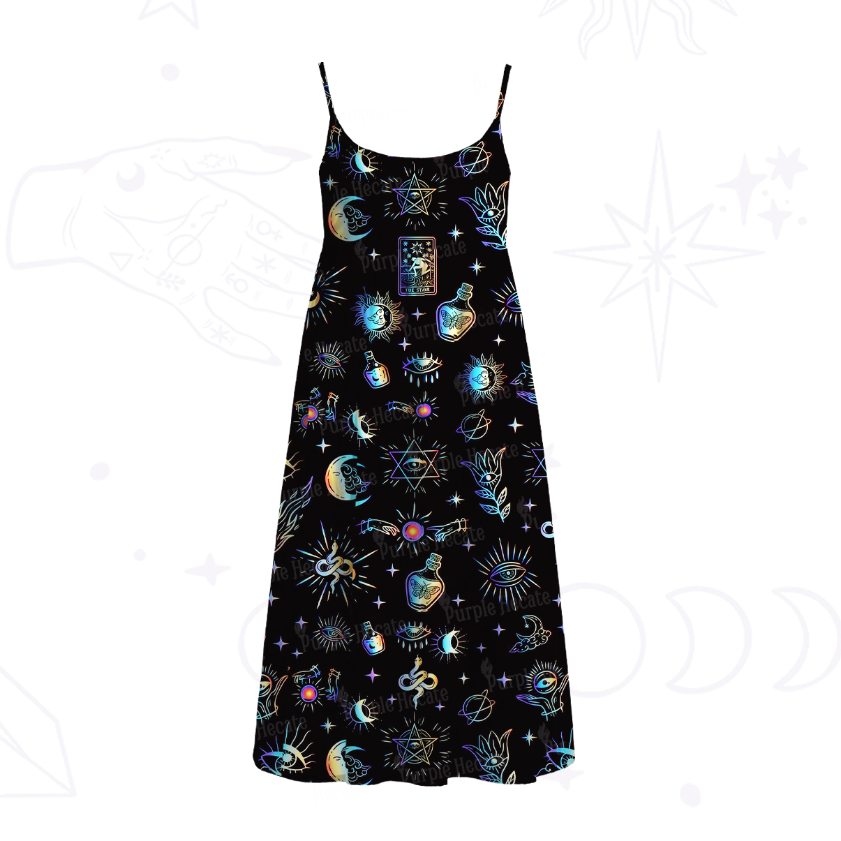 Purplehecate Witch Divination Room Spaghetti Strap Midi Dress
