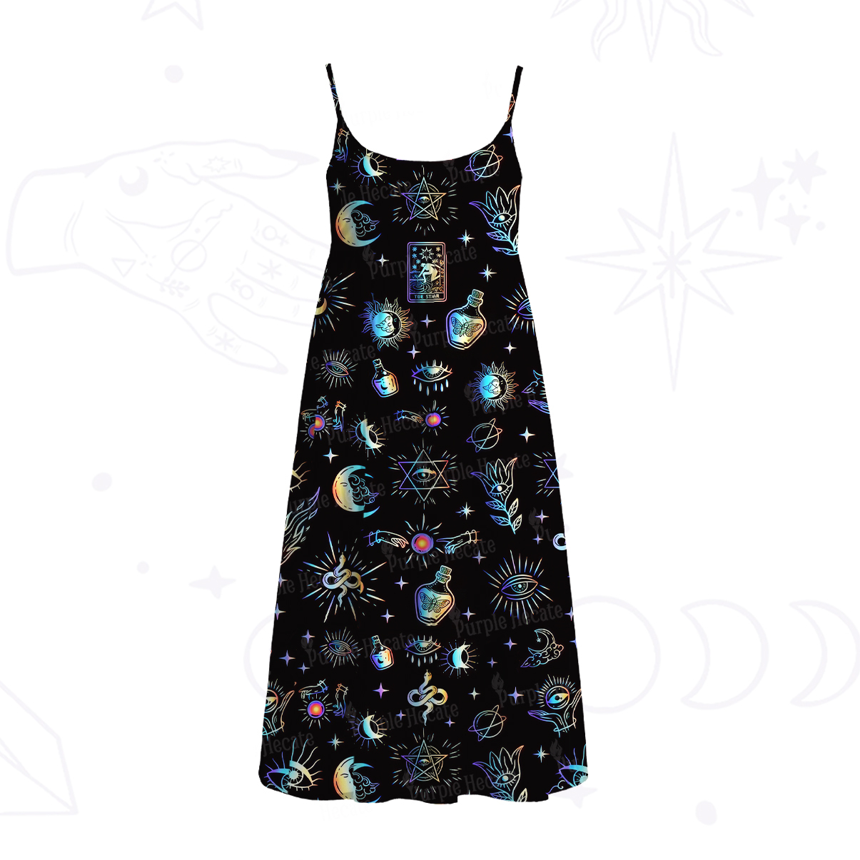 Purplehecate Witch Divination Room Spaghetti Strap Midi Dress
