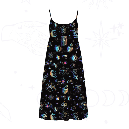 Purplehecate Witch Divination Room Spaghetti Strap Midi Dress