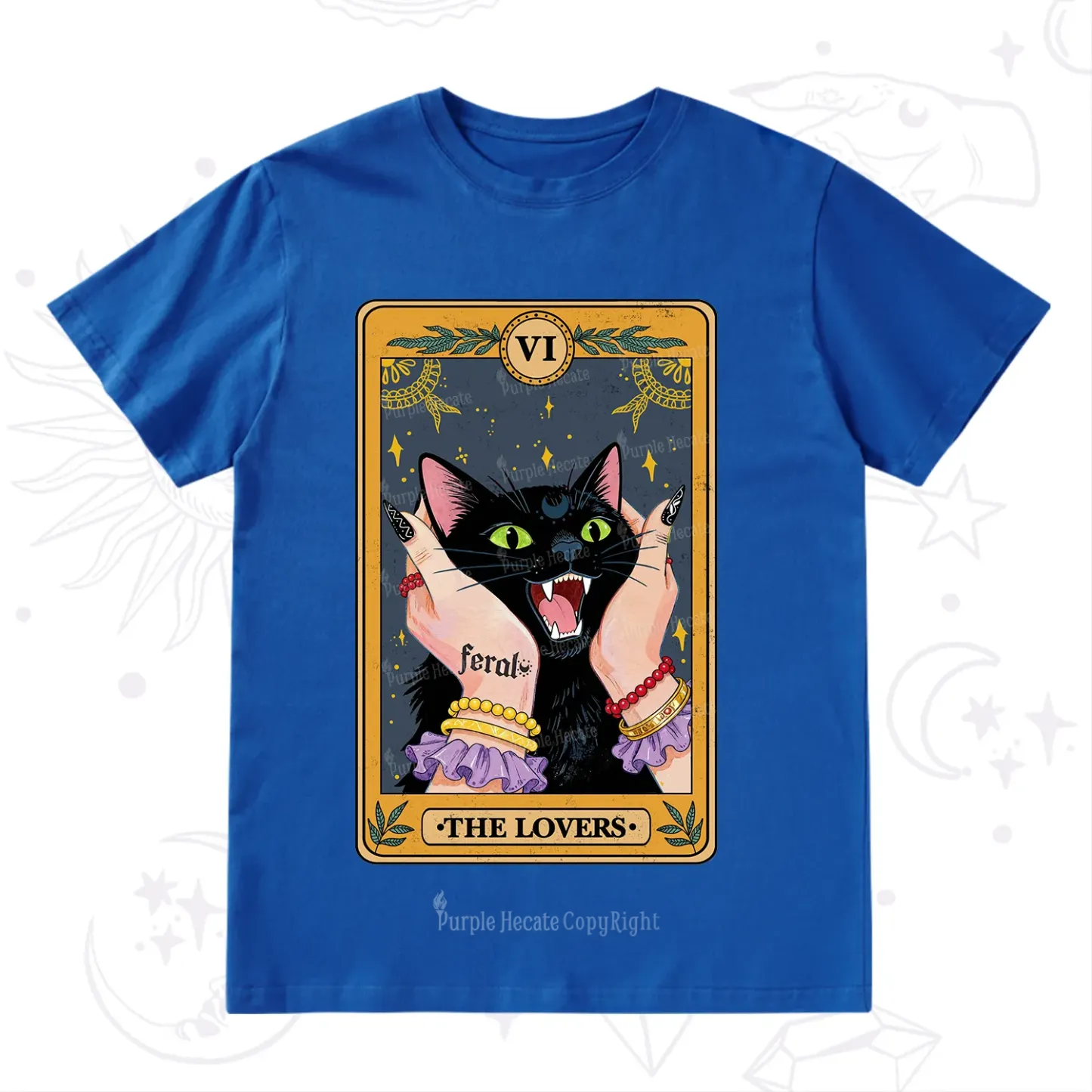 Purplehecate The Lovers Tarot Feral Cat T-Shirt
