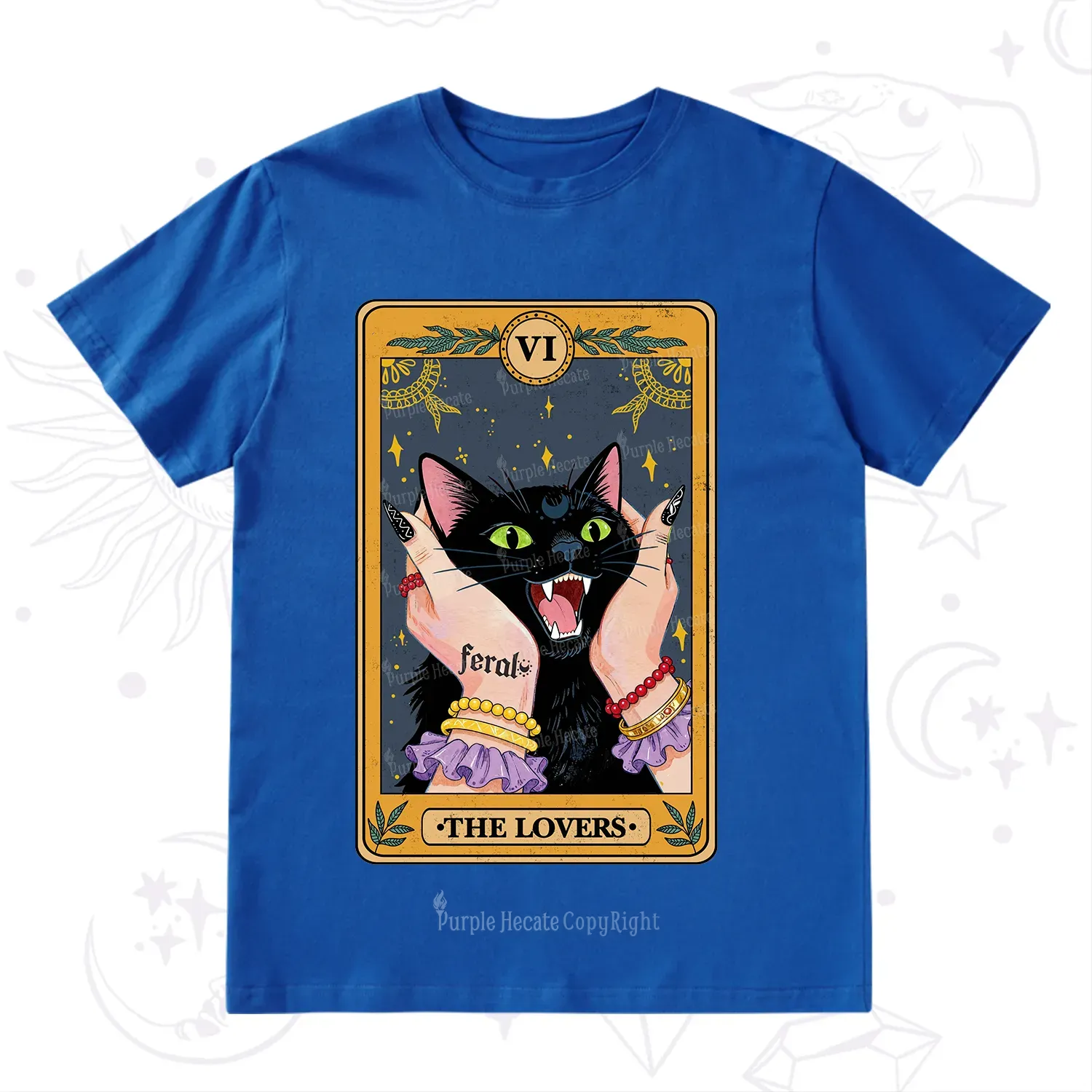 Purplehecate The Lovers Tarot Feral Cat T-Shirt