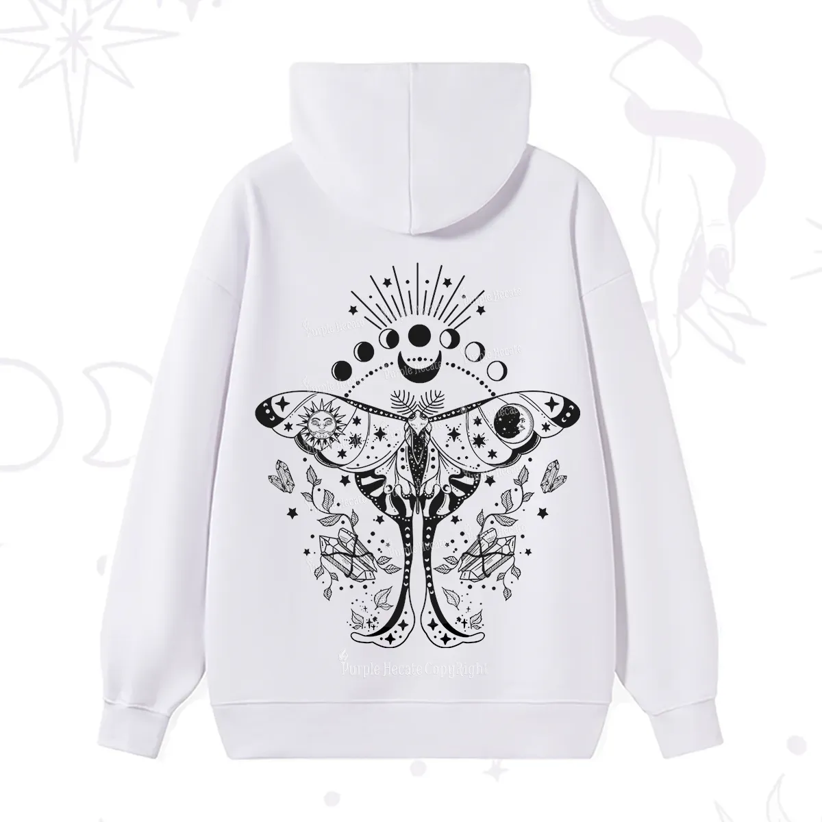 Purplehecate Moonlit Celestial Moth Hoodie